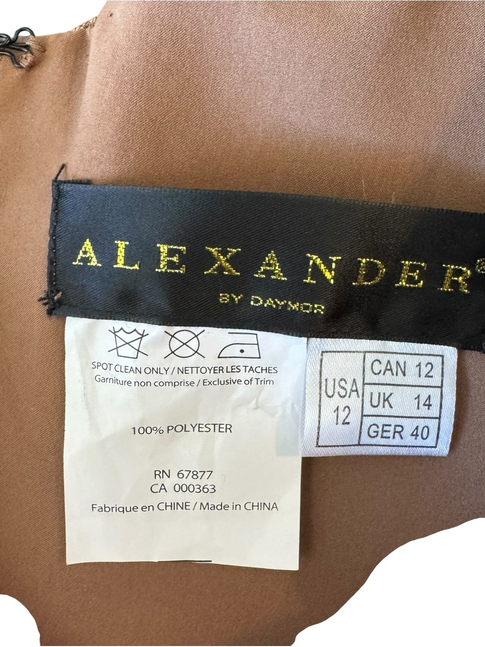 Alexander by Daymor - NWT Asymmetric Floral Mermaid Gown Mocha/Gold Sz 12 - Picture 8 of 8